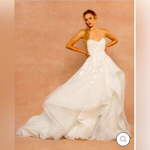 Hayley Paige Banksy Strapless Wedding Gown-Sparkle Tulle & Floral Embroidery
